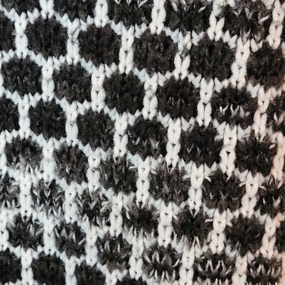 KEREN HART Cardigan, Black and White with Fringe Detail, Size Medium - Picture 8 of 12